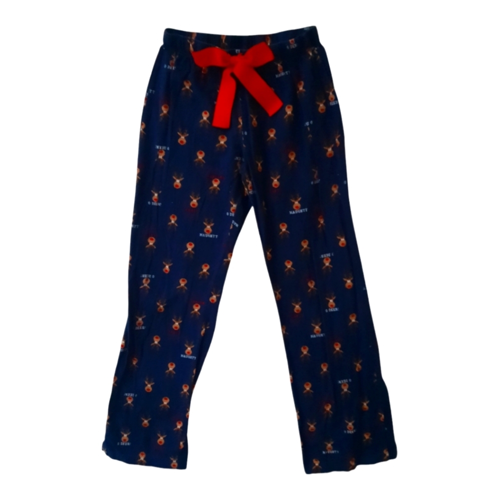 Naughty Rudolph The Red Nose Reindeer Size M FLeece Pajama Pants 100% Cotton